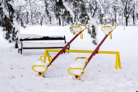 Teeter under the snow Stock Photos