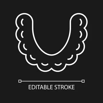 Teeth aligners white linear icon for dark theme Stock Illustration