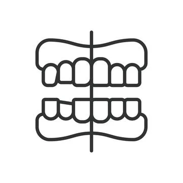 Teeth alignment braces system, icon in line design. teeth, alignment, braces Stock Illustration
