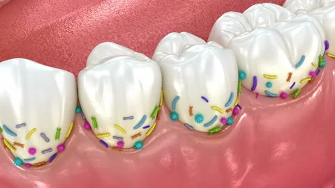 Teeth and bacterias. 3D Animation, dental concept 库存影片 314452371