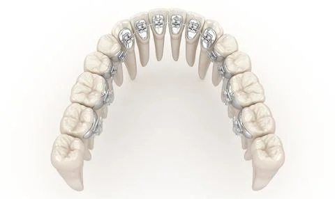 Teeth and Clear braces. 3D illustration concept Stock Illustration