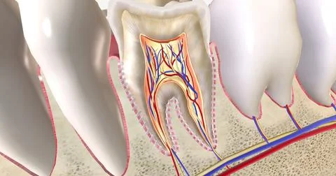 The teeth are hard structures in the mouth that break down food at the beginn Stock Illustration