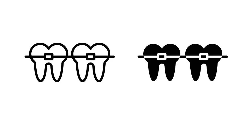 Teeth with braces icon for web projects Stock Illustration