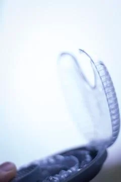 Teeth brackets orthodontic case Stock Photos