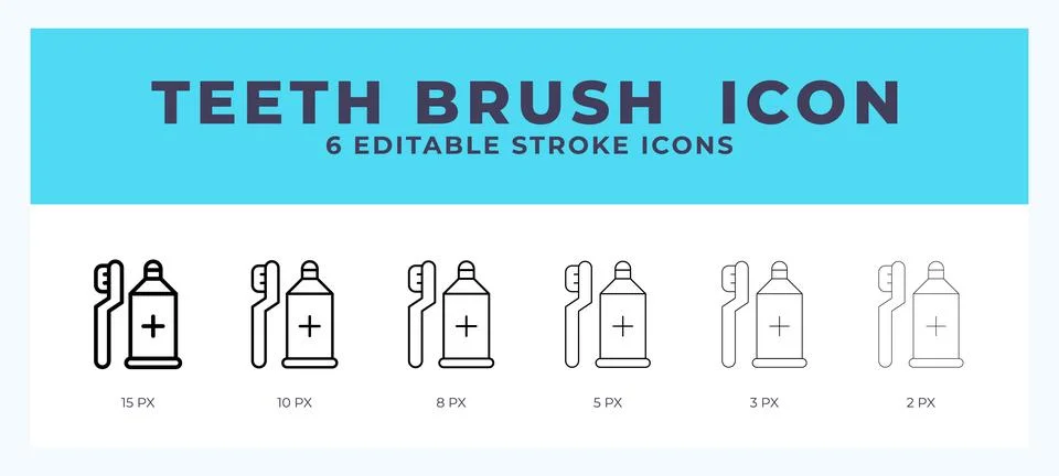 Teeth brush line icon illustrations with editable strokes. Stock Illustration