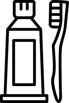 Teeth Brush Toothpaste Line Icon Design Stock Illustration