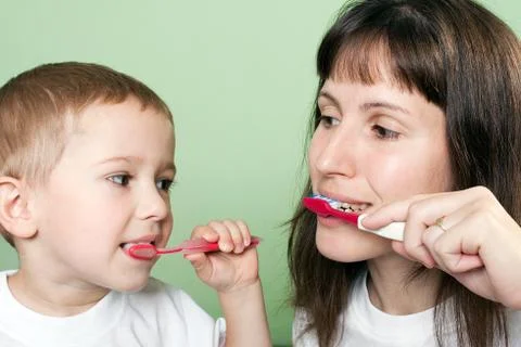 Teeth brushing Stock Photos
