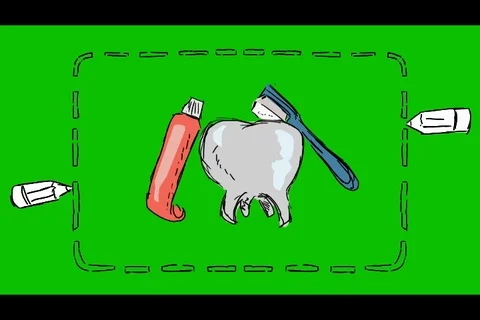 Teeth Brushing Toothbrush - Hand-Drawn Animation - rectangle white Stock Footage 98501013