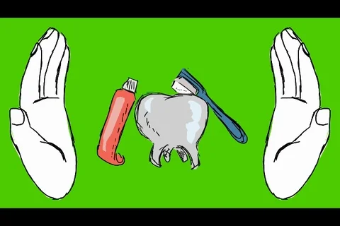 Teeth Brushing Toothbrush - Hand-Drawn Animation - hands white Stock Footage 98501533