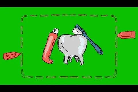 Teeth Brushing Toothbrush - Hand-Drawn Animation - rectangle red Stock Footage 98502042