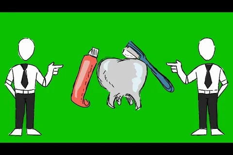 Teeth Brushing Toothbrush - Hand-Drawn Animation - men pointing black Stock Footage 98502175