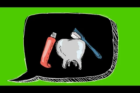 Teeth Brushing Toothbrush - Hand-Drawn Animation - speech bubble black Stock Footage 98502336