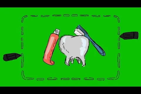 Teeth Brushing Toothbrush - Hand-Drawn Animation - rectangle black Stock Footage 98502515