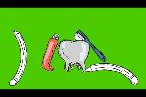 Teeth Brushing Toothbrush - Hand-Drawn Animation - pencils white Stock Footage 98503907
