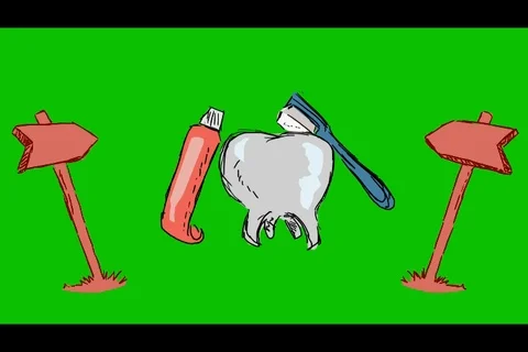 Teeth Brushing Toothbrush - Hand-Drawn Animation - board pointing red Stock Footage 98505663