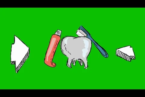 Teeth Brushing Toothbrush - Hand-Drawn Animation - spinning arrows white Stock Footage 98506336