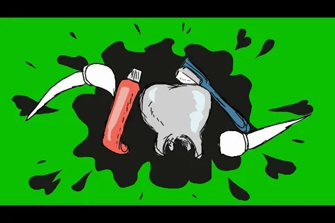 Teeth Brushing Toothbrush - Hand-Drawn Animation - spot black Stock Footage 98506599