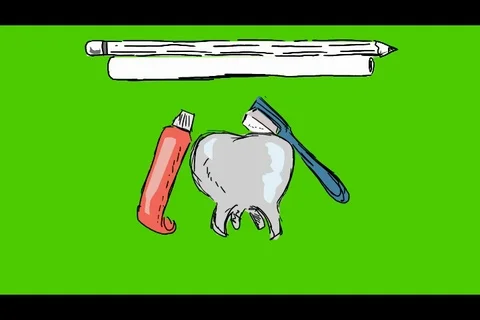 Teeth Brushing Toothbrush - Hand-Drawn Animation - pencil note white Stock Footage 98506841