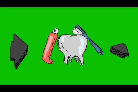 Teeth Brushing Toothbrush - Hand-Drawn Animation - spinning arrows black Stock Footage 98507357