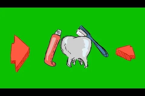 Teeth Brushing Toothbrush - Hand-Drawn Animation - spinning arrows red Stock Footage 98507404
