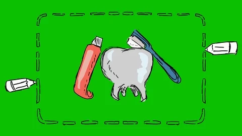 Teeth Brushing Toothbrush - Hand-Drawn Animation - rectangle white Stock Footage 98572693