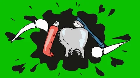 Teeth Brushing Toothbrush - Hand-Drawn Animation - spot black Stock Footage 98572706