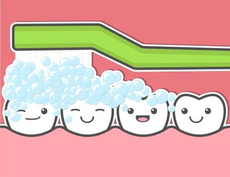Teeth brushing with toothbrush. Stock Illustration