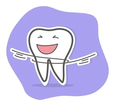 Teeth care and hygiene concept. Healthy happy teeth. Vector illustration Stock Illustration