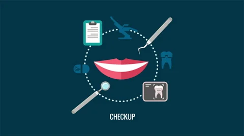 Teeth care checkup label animation with smile Stock Footage 67792513