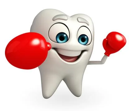 Teeth character with boxing gloves Stock Illustration