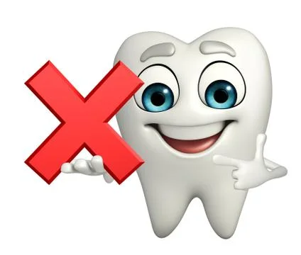 Teeth character with cross sign Stock Illustration