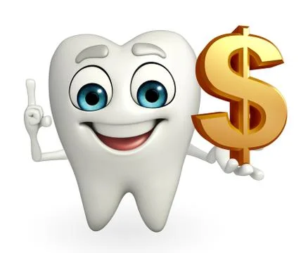Teeth character with dollar sign Stock Illustration
