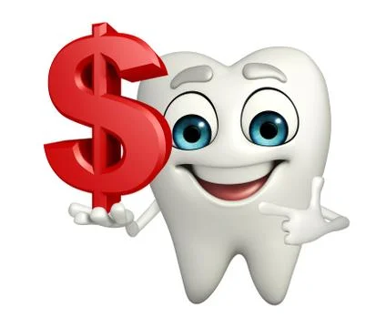 Teeth character with dollar sign Stock Illustration
