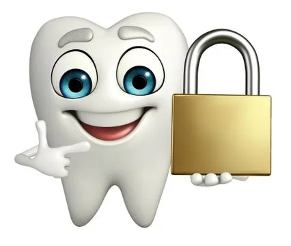 Teeth character with lock Stock Illustration