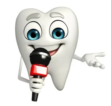 Teeth character with mike Stock Illustration
