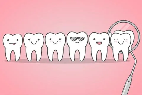 Teeth check at the dentist. Illustrazione stock