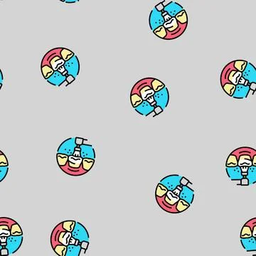 Teeth cleaning dental vector seamless pattern Stock Illustration