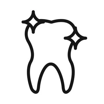 Teeth cleaning icon Black line art vector logo Stock Illustration