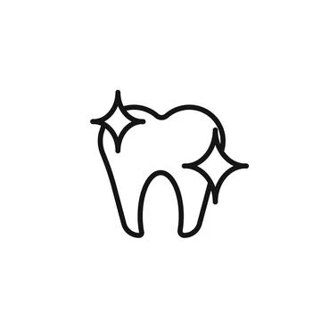 Teeth cleaning icon outline collection in black and on white background Stock Illustration
