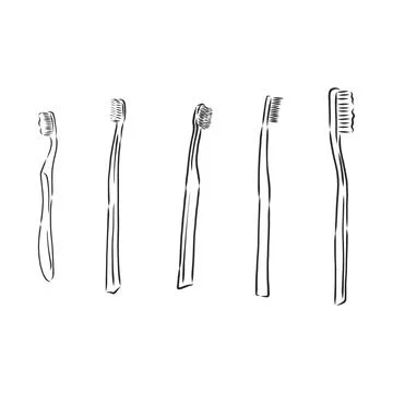 Teeth cleaning set. Instruments for oral hygiene. Hand-drawn illustration con Stock Illustration