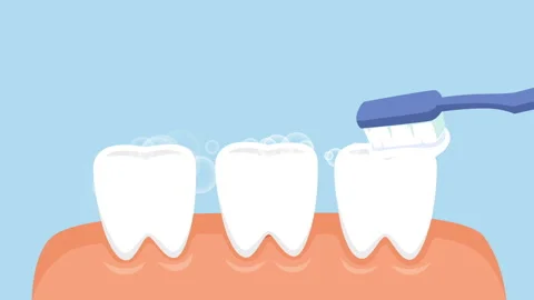 Teeth cleaning with toothpaste and toothbrush oral hygiene Stock Footage 96108016