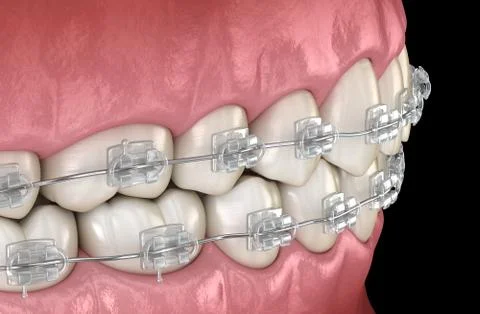 Teeth Clear braces. Medically accurate dental 3D illustration Stock Illustration