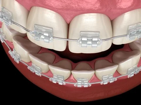 Teeth Clear braces. Medically accurate dental 3D illustration Stock Illustration