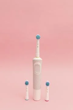 Teeth counter on a pink background Foto stock