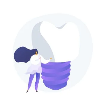 Teeth dentures implants abstract concept vector illustration. 스톡 일러스트