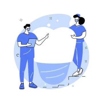 Teeth dentures implants abstract concept vector illustration. Illustrazione stock