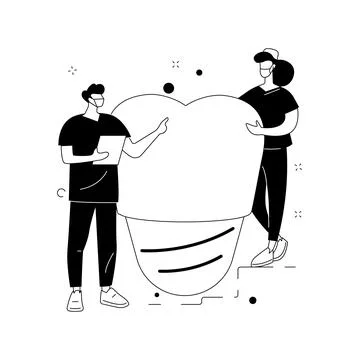 Teeth dentures implants abstract concept vector illustration. 스톡 일러스트