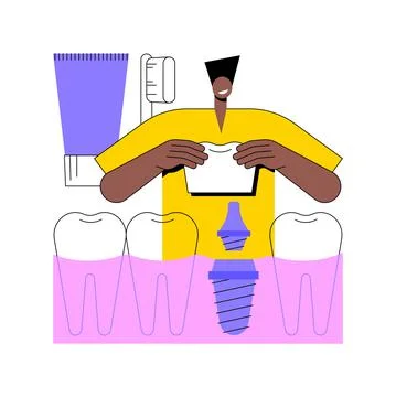 Teeth dentures implants abstract concept vector illustration. 스톡 일러스트