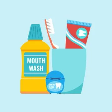 Teeth everyday hygiene tools concept. Stock Illustration