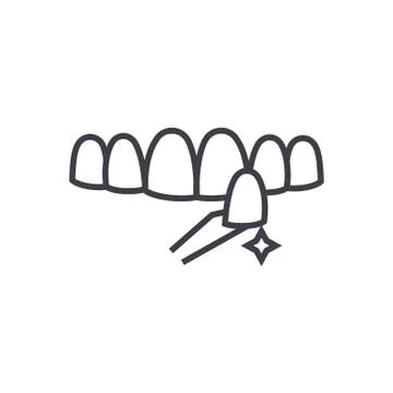 Teeth false vector line icon, sign, illustration on white background, editabl Stock Illustration